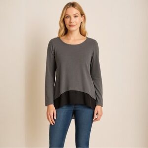 WHBM - Jersey Knit Top with Chiffon Under Layer Accent